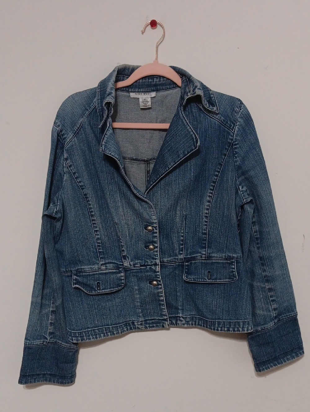 Nine West Light Blue Denim Jacket with Button Front 22" Ptp